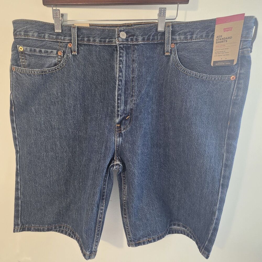 Levi Levis 405 Dark Wash Jean Shorts Mens Sz 42 New NWT Denim Strauss Stylish